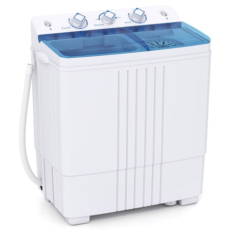 RUIE Portable Washing Machine for Dorms and Apartment, Twin Tub Compact Washer with Spray Rinse & Drain Hose, Mini Washing Machine 12lbs Wash 8lbs Spin, Portable Washer, Blue