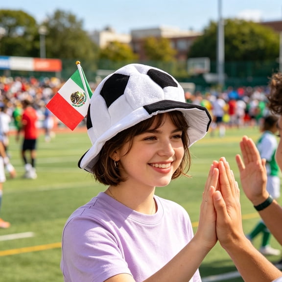 ELAYARD Velvet Soccer Hat with Mexico Flag Football Costume Accessory for Game Day, Parties, and Sports Fans