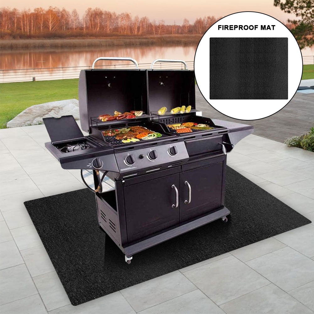 BBQ Fire Retardant Floor Mat Oil Proof Rug Barbecue Grill Protect Pad 127x91.4