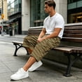 thumbnail image 6 of Hearthz Men’s Cargo Shorts Wide Leg Men's Capri Pants Lightweight Gym Basketball Casual 3/4 Capri Shorts Gingham Plaid Men's Cargo Pants, 6 of 8