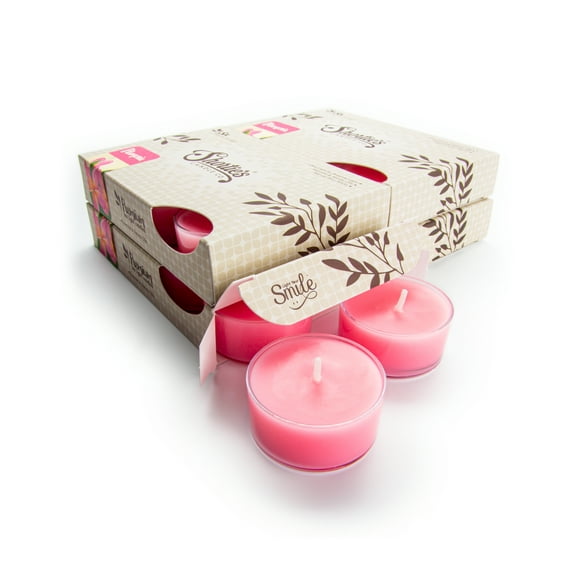 Pure Plumeria Tealight Candles Bulk Pack - 24 Pink Premium Scented Tea Lights - Shortie's Candle Company