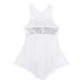 thumbnail image 4 of JanJean Girls Sequines Figure Ice Skating Dress Illusion Sweetheart Modern Asymmetric Irregular White 14, 4 of 7