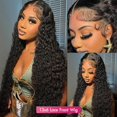thumbnail image 6 of Spou 13x6 Water Wave Lace Front Wigs Human Hair Pre Plucked HD Transparent,200% Density Lace Frontal Wigs Human Hair Wigs for Women, 6 of 6
