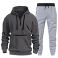 thumbnail image 3 of ibiyuan Jogging Suit Drawstring Long Sleeve Workout Big and Tall Ribbed Casual 2 Piece Hoodie with Sweatpants,2PCS,Grey, 3 of 3