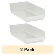 (2 pack) Box Partners Plastic Shelf Bins 17 7/8" x 8 3/8" x 4" Clear 10/Case BINPS113CL