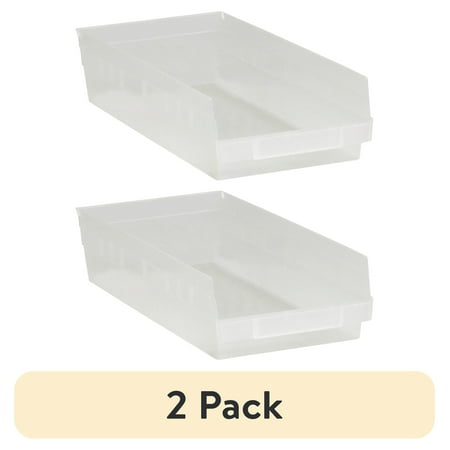 (2 pack) Box Partners Plastic Shelf Bins 17 7/8" x 8 3/8" x 4" Clear 10/Case BINPS113CL