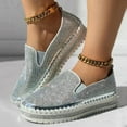 thumbnail image 2 of YLYL Women's Rhinestones Platform Loafer Comfort Round Wide Toe Slip on Sparkle Non-Slip Fashion Walking Shoes, 2 of 6