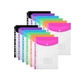 thumbnail image 1 of Carpeta para documentos A4, paquete de 12, bolsa de plástico transparente de alta calidad con cierre a presión, expandible, impermeable, 6 colores, 1 of 5