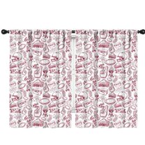 Blackout Kids Curtains,Red Football Event Elements Pattern Childrens Insulated Curtains Set Of 2,Bedroom Essentials,Toddler Room Decor 42"x63"