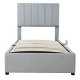 thumbnail image 4 of Harper & Bright Designs Twin Size Platform Bed with Hydraulic Storage System, Linen Upholstered Wooden Bed Frame for Bedroom, Gray, 4 of 14