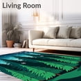 thumbnail image 2 of ODIKA 8'x10' Machine Washable Non-Slip Area Rug, Magical Evergreen Forest Half Moon Decorative Hearth High Traffic Rug with Pad, Blue, 617639, 2 of 8