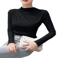 thumbnail image 4 of Women‘s Asymmetrical Ruched Tops Long Sleeve Solid Color T-Shirts, 4 of 9
