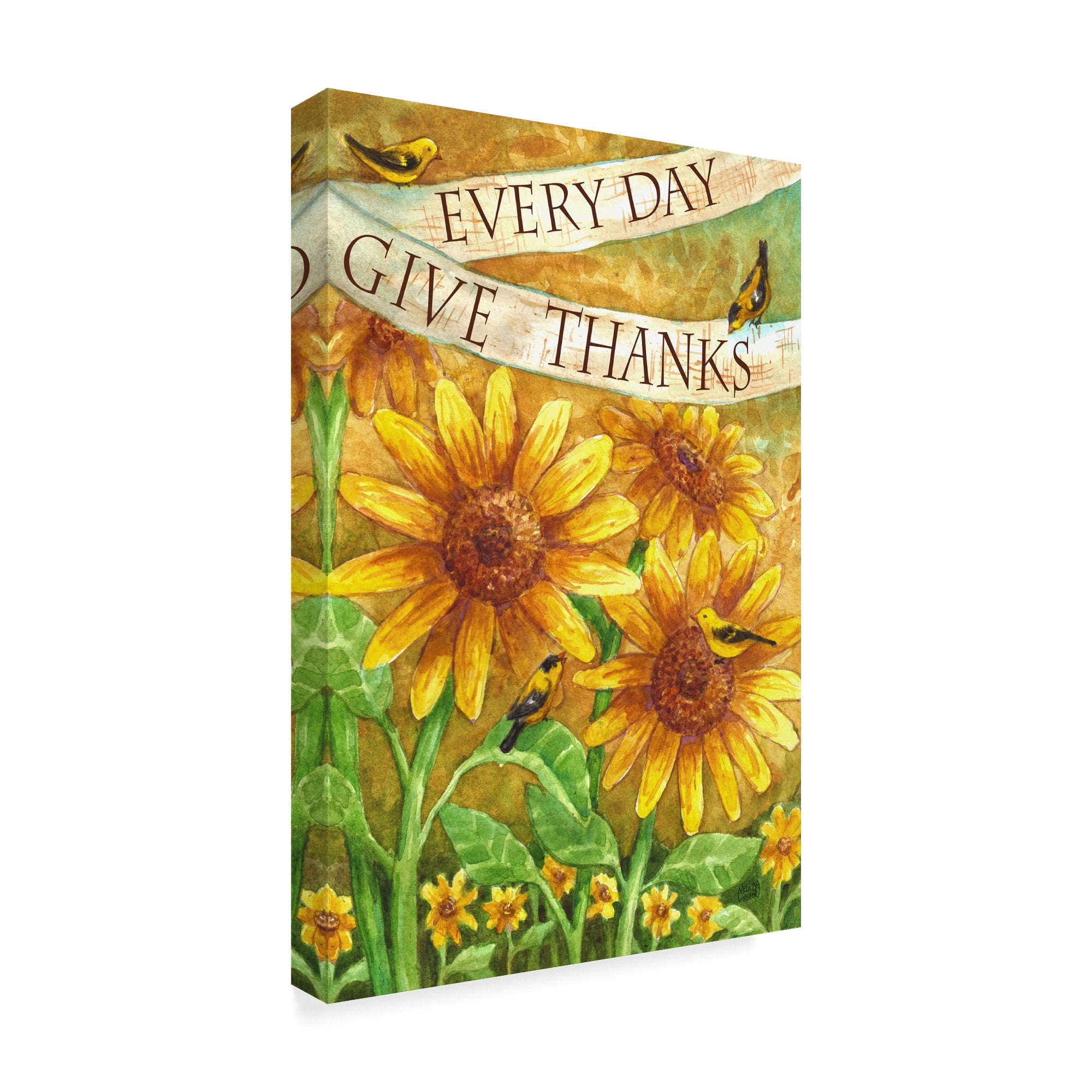Trademark Fine Art 'Sunflower Give Thanks Everyday' Canvas Art by Melinda Hipsher