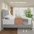 thumbnail image 6 of IDEALHOUSE Light Gray King Bed Frames, Velvet Upholstered Headboard, Tall Platform, Metal Wood Slats, Noise-Free, Nailhead Decor, Modern Bedroom Furniture, for Main Suite, Apartment, 6 of 8