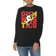 thumbnail image 3 of Plus Size Retro Gymnastics Graphic Long Sleeve Crewneck Tee - Black 2XL, 3 of 4