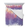 thumbnail image 7 of Quilts Twin-XL Size Bedding Set, Orange Purple Forest Silhouette Lightweight Quilted Comforter, Watercolor Forest Trees Retro Soft Bedspread Coverlet with Pillow Covers for All Season, 68" x 98", 7 of 7