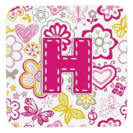 

Carolines Treasures CJ2005-HFC Letter H Flowers And Butterflies Pink Foam Coasters- Set Of 4