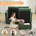 thumbnail image 3 of Modular Sectional Loveseat Sofa with Storage, Comfy Office L Shaped Sofa Couch, Chenille Love Seat Modular Sectional Couch with Movable Ottoman for Living Room, Bedroom,Dark Green, 3 of 6