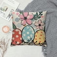 thumbnail image 2 of Chilfamy Happy Easter Pillow Covers, Rabbit Bunny Floral Eggs Carrots Cross Polka Dots Striped Farmhouse Decorative Throw Pillowcases for Home Sofa Couch Decoration，Multi-Size, 2 of 5