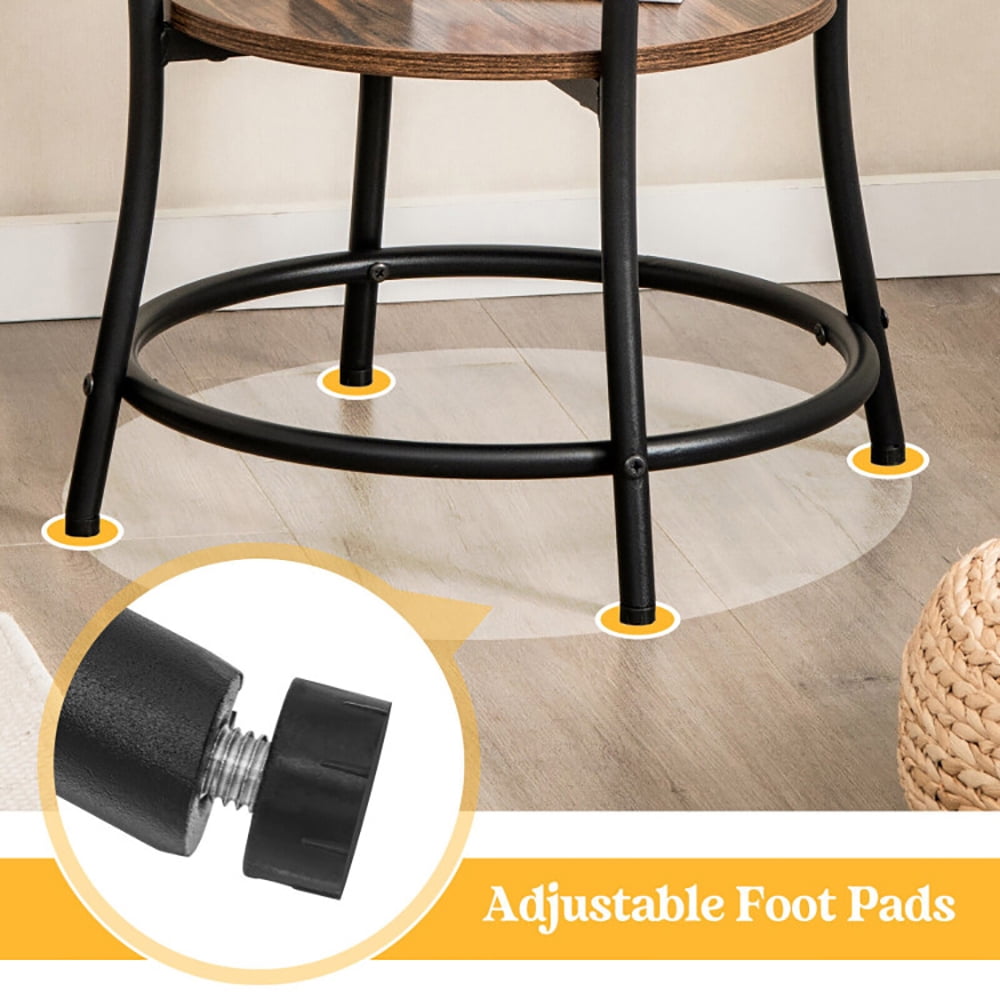 Finihen End Table, 2-Tier Round End Table with Open Storage Shelf and Sturdy Metal Frame, Sofa Side Table, Bed Side Table, for Living Room, Bedroom, Brown Finihen End Table, 2-Tier Round End Table with Open Storage Shelf and Sturdy Metal Frame, Sofa Side Table, Bed Side Table, for Living Room, Bedroom, Brown