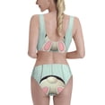 thumbnail image 3 of Daiia White Bunny Bottom And Easter Eggs printed 2 piece Swimsuit Bikinis for Women High Waisted Racerback Bathing Suits Summer Tummy Control Scoop Neck Swimwear-Small, 3 of 8