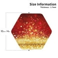 thumbnail image 3 of Kll Hexagon Drink Coasters Set Of 4,Pu Leather Absorbent Coasters Set Decorative Coffee Cup Coasters Housewarming Gift For Home Decor-Red Gold Glitter, 3 of 9