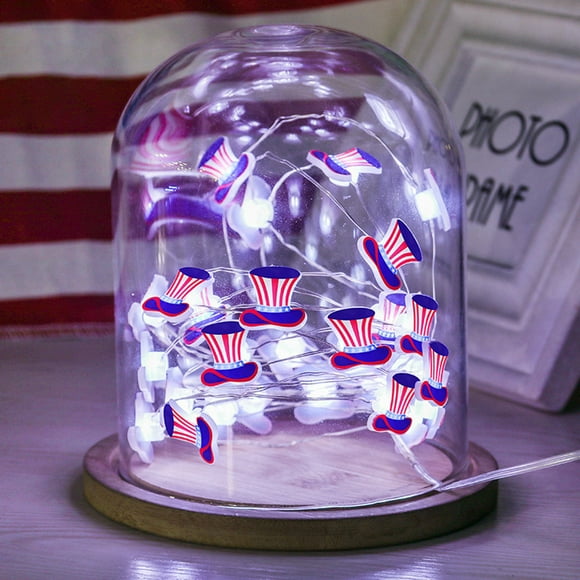 Fridja Summer Clearance 4th of July Decorations Lights, Red White Blue Star and Flag String Lights, Battery Powered Independence Day Lights for Indoor Outdoor Patriotic Memorial Day Party Decor