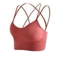 thumbnail image 5 of Pink Season Women Sports Bra Cross Back Padded Wireless Straps Breast Shockproof Full Cup Breathable Sports Brassieres Inner Wear Garment, 5 of 8