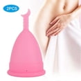 thumbnail image 4 of 2Pcs Silicone Women Menstrual Cup Female Hygiene Cup Menstruation Period SuppliesMoon Shaped Pink L, 4 of 5