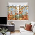 thumbnail image 5 of Orange Fall Pumpkins Kitchen Curtains Short 54 Inch Length, Thanksgiving Botanical Blue Vintage Grommet Top Bedroom Living Room Curtains, Light Filtering Cafe Curtain Drapes 2 Panels Set 84''x54'', 5 of 9