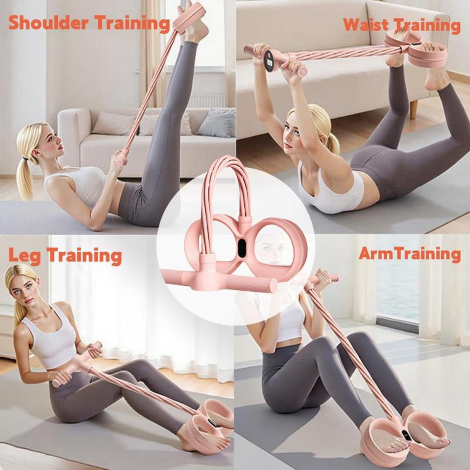 Smart Foot Pedal Puller - 6 Tube Resistance Band with Digital Counter & Handles for Full Body Fitness, Stretching & Yoga(a:blue)
