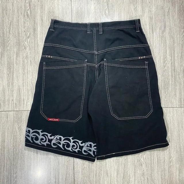 JNCO Shorts Y2K New Harajuku Hip Hop Skull Embroidery baggy