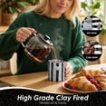 thumbnail image 3 of 10oz Striped Ceramic Coffee Mug with Sip Hole and Straw Retro Hand Painted Handleless Cup for Espresso and Iced Latte Black 1 Pack, 3 of 8