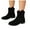 Black, variant on Cowboy Boots for Women Fashion Suede Low Chunky Heel Slip On Mid Wide Calf Booties