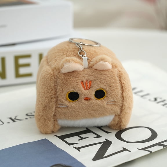 LeeCHee Cute Cat Plush Keychain Toy - 5 inch Stuffed Animal Bag Charm Decor, Portable Handbag Car Backpack Accessory (PP Cotton Filling)