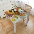 thumbnail image 2 of nygtbtfer Fall Pumpkin Fruit Tablecloth Washable Wrinkle Free Table Cloths Cover Mat for Parties Dining Room Kitchen Elastic Edge White, 2 of 7