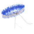 thumbnail image 1 of Liga de pierna de perlas de encaje de satén elástico nupcial con anillos de muslo de accesorio de fiesta Blanco azul Colcomx Liga nupcial del satén de la boda, 1 of 8