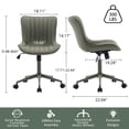 thumbnail image 3 of Kidol & Shellder Armless Desk Chair, Soft Faux Leather Swivel Office Task Chair, Olive Green Same-Colored Bottom, 3 of 6