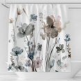 thumbnail image 3 of Flower Shower Curtain Set Modern Floral Shower Curtains Cream White Grey Botanical Farmhouse Fabric Shower Curtains for Bathroom Home Hotel Plants Curtains for Bathtube 72 x 72 Inches With Hooks, 3 of 6