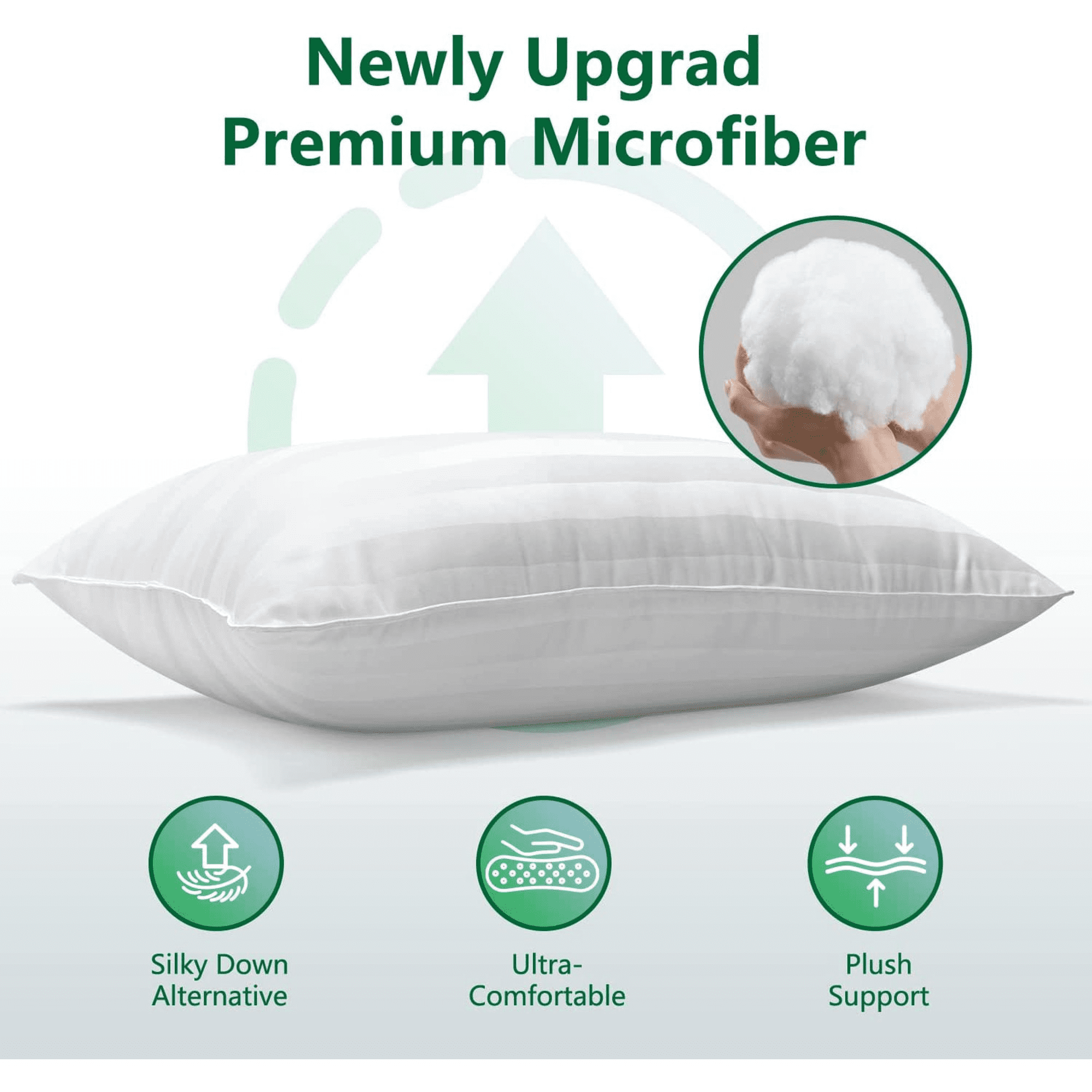 Bed Pillows Queen Size Set of 2 Down Alternative Microfiber Cooling Pillows for bed