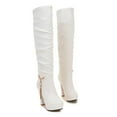 thumbnail image 6 of Dakaela Women Over The Knee Thigh High Boots Leather Platform Chunky High Heel Stretch Dress Winter Tall Boot White Size 9, 6 of 8