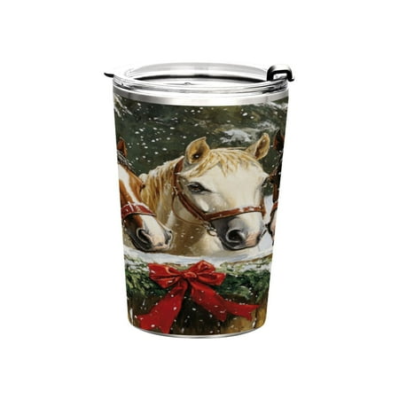 

11oz Straw Mugs with Handle and Straw Lid Sports Mugs Car Mugs Three Horses