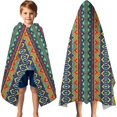 thumbnail image 3 of Colorful Geometric Striped Pattern Hooded Bath Towel，60"x35" for Ages 3 To 12 Kids, Quick Dry Lightweight Soft Microfiber Hood Beach Towel Cover Up for Kids, 3 of 7