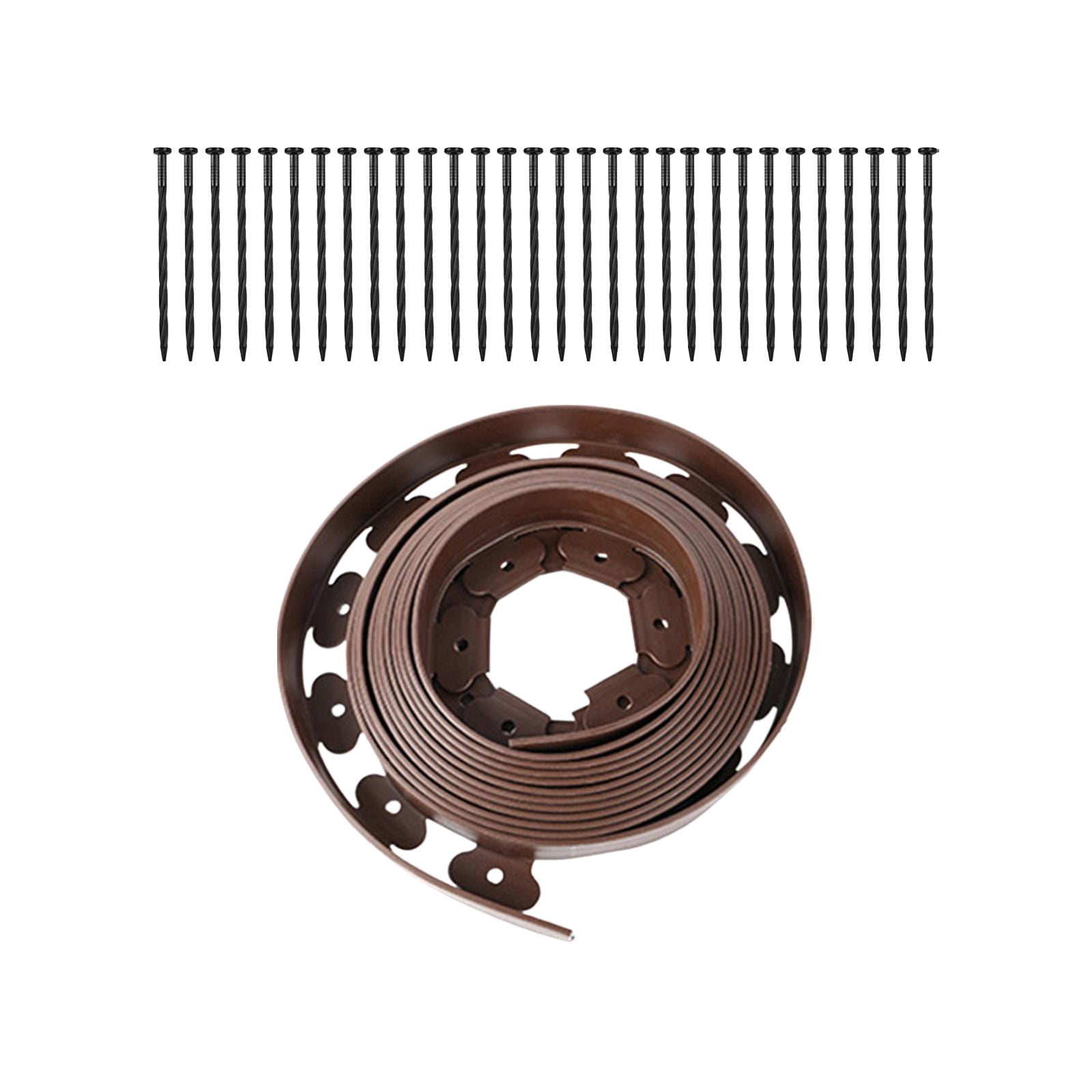 Garden Landscape Edging Borders, Landscaping Edging, Lawn Border with Spikes Garden Edging Coil, Garden Edging Border, for Outdoor Lawn 10cm Brown