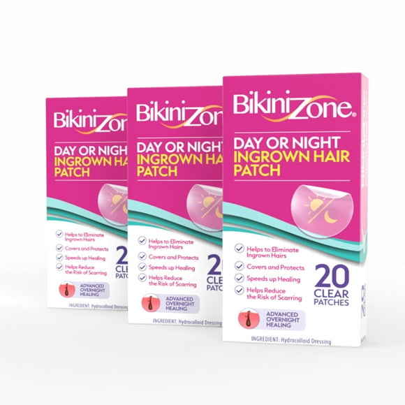 Bikini Zone Patchs pour Poils Incarnés, Traitement Hydrocolloïde pour Usage Jour/nuit, 20 Unités 3 Paquets