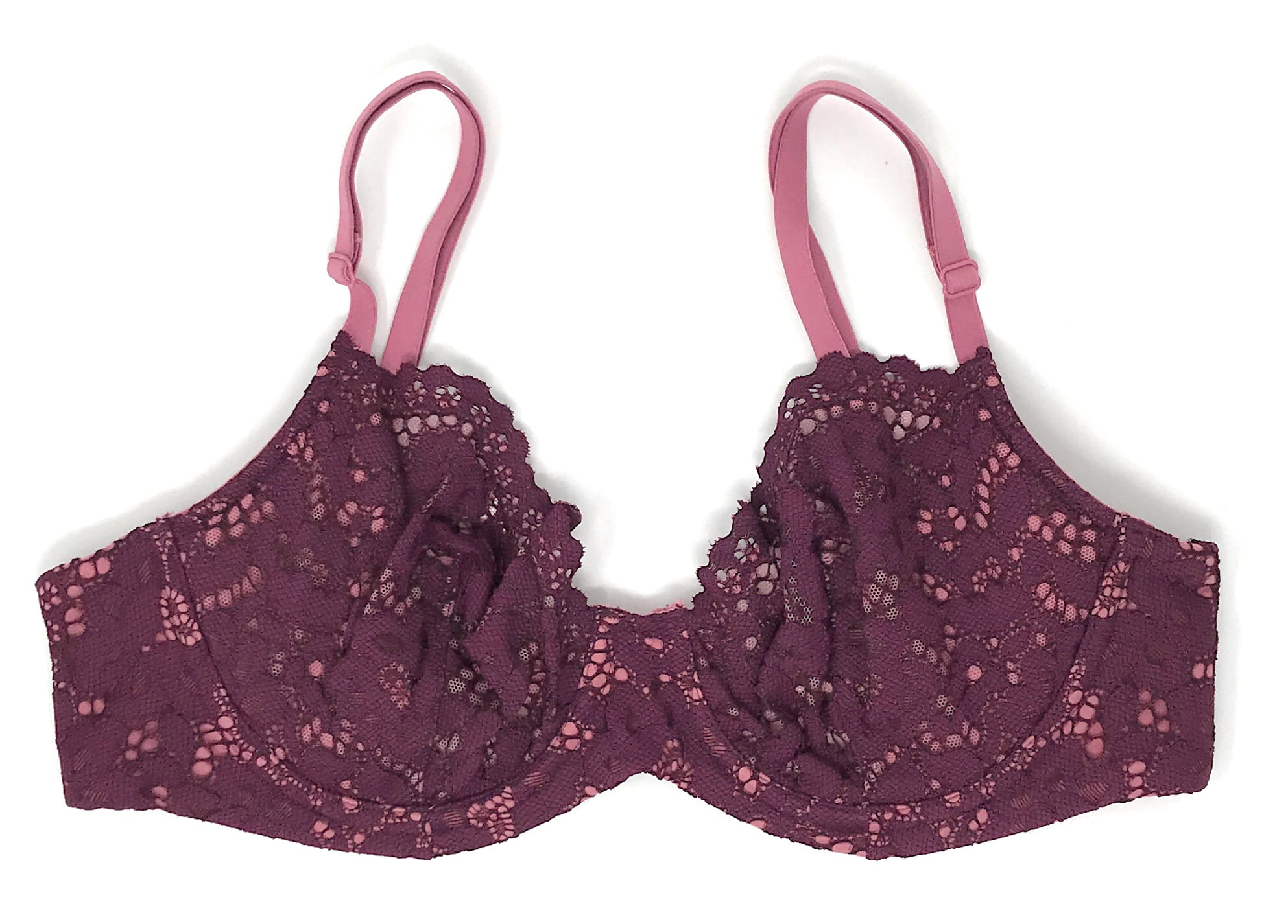 NEW Victorias Secret Bra 36DD Unlined Demi Solid Beige Floral Lace Underwire 