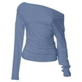 thumbnail image 6 of Womens Tops Off Shoulder Long Sleeve Slim Crop Going Out Sexy Trendy Tops, 6 of 9