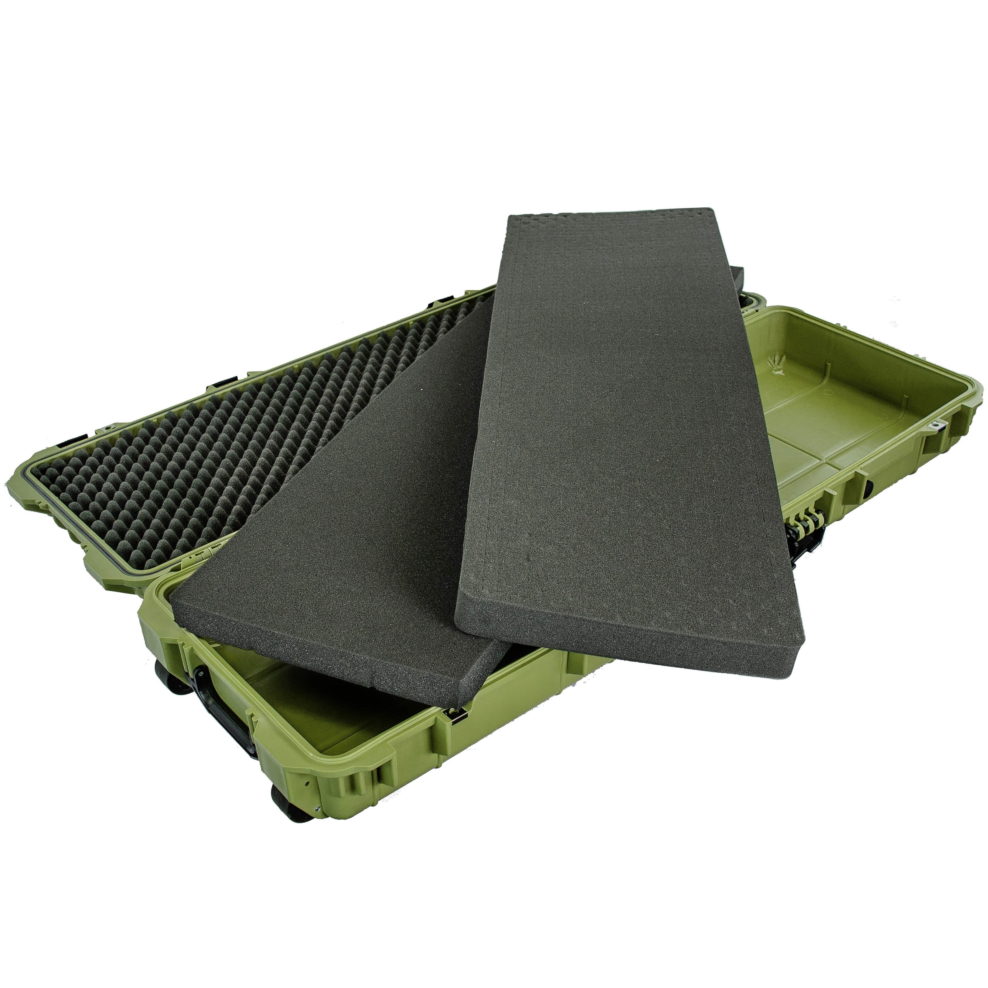 Eylar 38in Protective Roller Rifle Case Water and Shock Resistant w/ Foam, Green
