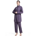 thumbnail image 4 of ZHOGXU Women's Tankini Swimsuit Long Sleeved Solid Color Zipper Top And Pants Comfortable Stylish Two Piece Swimwear For Beach Pool,Purple,Xxl, 4 of 8