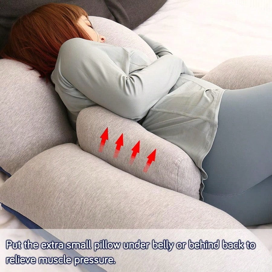 60 Inch Pregnancy Pillow Detachable U Shape Full Body Pillow For Maternity Support Sleeping Pillow For Pregnant Women GreyBlueVelvetJersey